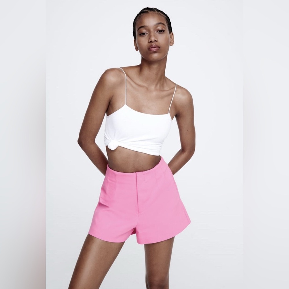 Zara Light‎ Pink High Waist Women's Shorts - Picture 3 of 14